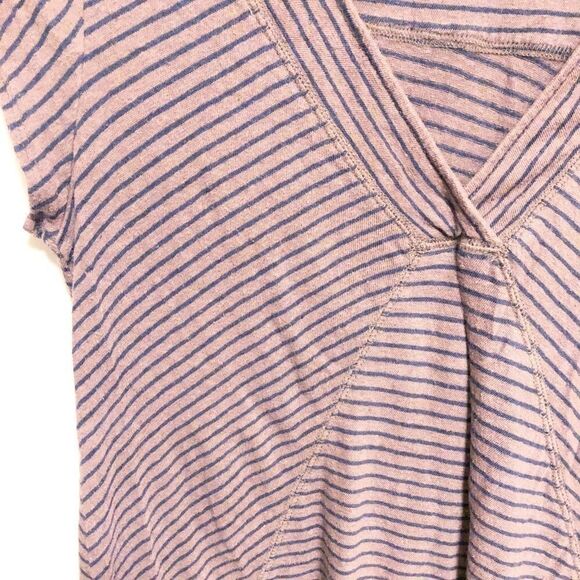 Anthropologie Serra Spliced Striped Tee Brown Asymmetrical - Picture 5 of 7